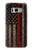 S3804 消防士メタルレッドラインフラググラフィック Fire Fighter Metal Red Line Flag Graphic Samsung Galaxy S8 バックケース、フリップケース・カバー