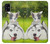 S3795 不機嫌子猫遊び心シベリアンハスキー犬ペイント Grumpy Kitten Cat Playful Siberian Husky Dog Paint Samsung Galaxy A41 バックケース、フリップケース・カバー