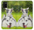 S3795 不機嫌子猫遊び心シベリアンハスキー犬ペイント Grumpy Kitten Cat Playful Siberian Husky Dog Paint Samsung Galaxy A02s, Galaxy M02s バックケース、フリップケース・カバー
