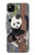 S3793 かわいい赤ちゃん雪パンダのペイント Cute Baby Panda Snow Painting Google Pixel 4a バックケース、フリップケース・カバー