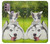 S3795 不機嫌子猫遊び心シベリアンハスキー犬ペイント Grumpy Kitten Cat Playful Siberian Husky Dog Paint Motorola Moto G30, G20, G10 バックケース、フリップケース・カバー