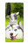 S3795 不機嫌子猫遊び心シベリアンハスキー犬ペイント Grumpy Kitten Cat Playful Siberian Husky Dog Paint Sony Xperia 1 III バックケース、フリップケース・カバー