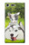 S3795 不機嫌子猫遊び心シベリアンハスキー犬ペイント Grumpy Kitten Cat Playful Siberian Husky Dog Paint Sony Xperia XZ Premium バックケース、フリップケース・カバー