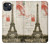 S2108 エッフェル塔パリポストカード Eiffel Tower Paris Postcard iPhone 13 mini バックケース、フリップケース・カバー