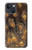 S3691 ゴールドピーコックフェザー Gold Peacock Feather iPhone 13 mini バックケース、フリップケース・カバー