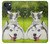 S3795 不機嫌子猫遊び心シベリアンハスキー犬ペイント Grumpy Kitten Cat Playful Siberian Husky Dog Paint iPhone 13 バックケース、フリップケース・カバー