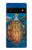S1249 青い海亀 Blue Sea Turtle Google Pixel 6 バックケース、フリップケース・カバー
