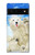 S3794 北極シロクマはシールに恋するペイント Arctic Polar Bear in Love with Seal Paint Google Pixel 6 バックケース、フリップケース・カバー