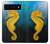 S2444 タツノオトシゴ 深い青色の海 Seahorse Underwater World Google Pixel 6 Pro バックケース、フリップケース・カバー