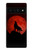S2955 狼は赤月にハウリング Wolf Howling Red Moon Google Pixel 6 Pro バックケース、フリップケース・カバー