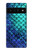 S3047 緑人魚のスケール Green Mermaid Fish Scale Google Pixel 6 Pro バックケース、フリップケース・カバー
