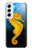 S2444 タツノオトシゴ 深い青色の海 Seahorse Underwater World Samsung Galaxy S22 バックケース、フリップケース・カバー