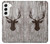 S2505 トナカイ古い木材グラフィックプリント Reindeer Head Old Wood Texture Graphic Printed Samsung Galaxy S22 バックケース、フリップケース・カバー