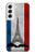 S2859 ヴィンテージフランスの旗エッフェル塔 Vintage France Flag Eiffel Tower Samsung Galaxy S22 バックケース、フリップケース・カバー