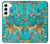 S2906 アクアターコイズ宝石グラフィックプリント Aqua Turquoise Stone Samsung Galaxy S22 バックケース、フリップケース・カバー