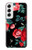 S3112 黒バラ パターン Rose Floral Pattern Black Samsung Galaxy S22 バックケース、フリップケース・カバー