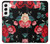 S3112 黒バラ パターン Rose Floral Pattern Black Samsung Galaxy S22 バックケース、フリップケース・カバー