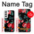 S3112 黒バラ パターン Rose Floral Pattern Black Samsung Galaxy S22 バックケース、フリップケース・カバー
