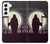S3262 恐るべき 夜の月 墓地 Grim Reaper Night Moon Cemetery Samsung Galaxy S22 バックケース、フリップケース・カバー