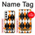 S3421 黒 オレンジ 白 アーガイルプラッド Black Orange White Argyle Plaid Samsung Galaxy S22 バックケース、フリップケース・カバー