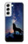 S3555 狼 Wolf Howling Million Star Samsung Galaxy S22 バックケース、フリップケース・カバー