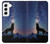 S3555 狼 Wolf Howling Million Star Samsung Galaxy S22 バックケース、フリップケース・カバー