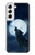 S3693 グリムホワイトウルフ満月 Grim White Wolf Full Moon Samsung Galaxy S22 バックケース、フリップケース・カバー