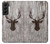 S2505 トナカイ古い木材グラフィックプリント Reindeer Head Old Wood Texture Graphic Printed Samsung Galaxy S22 Plus バックケース、フリップケース・カバー