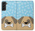 S2669 犬の足 骨 可愛い漫画のパターン Cute Dog Paws Bones Cartoon Samsung Galaxy S22 Plus バックケース、フリップケース・カバー