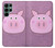 S3269 豚の漫画 Pig Cartoon Samsung Galaxy S22 Ultra バックケース、フリップケース・カバー