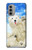 S3794 北極シロクマはシールに恋するペイント Arctic Polar Bear in Love with Seal Paint Motorola Moto G51 5G バックケース、フリップケース・カバー