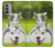 S3795 不機嫌子猫遊び心シベリアンハスキー犬ペイント Grumpy Kitten Cat Playful Siberian Husky Dog Paint Motorola Moto G51 5G バックケース、フリップケース・カバー