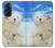 S3794 北極シロクマはシールに恋するペイント Arctic Polar Bear in Love with Seal Paint Motorola Edge X30 バックケース、フリップケース・カバー