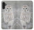 S1566 白フクロウ シロフクロウ Snowy Owl White Owl Samsung Galaxy A13 4G バックケース、フリップケース・カバー