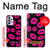 S2933 ピンクの唇のキス Pink Lips Kisses on Black Samsung Galaxy A23 バックケース、フリップケース・カバー