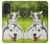 S3795 不機嫌子猫遊び心シベリアンハスキー犬ペイント Kitten Cat Playful Siberian Husky Dog Paint Samsung Galaxy A53 5G バックケース、フリップケース・カバー