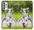 S3795 不機嫌子猫遊び心シベリアンハスキー犬ペイント Kitten Cat Playful Siberian Husky Dog Paint Samsung Galaxy A73 5G バックケース、フリップケース・カバー