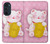 S3025 招き猫 Pink Maneki Neko Lucky Cat Motorola Edge 30 Pro バックケース、フリップケース・カバー
