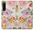 S3035 花 Sweet Flower Painting Sony Xperia 1 IV バックケース、フリップケース・カバー