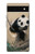S2210 パンダふわふわアートの絵画 Panda Fluffy Art Painting Google Pixel 6a バックケース、フリップケース・カバー