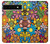 S3281 カラフルなヒッピーの花のパターン Colorful Hippie Flowers Pattern Google Pixel 6a バックケース、フリップケース・カバー