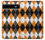 S3421 黒 オレンジ 白 アーガイルプラッド Black Orange White Argyle Plaid Google Pixel 6a バックケース、フリップケース・カバー