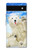 S3794 北極シロクマはシールに恋するペイント Arctic Polar Bear and Seal Paint Google Pixel 6a バックケース、フリップケース・カバー