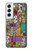 S3879 レトロな音楽の落書き Retro Music Doodle Samsung Galaxy S22 バックケース、フリップケース・カバー