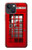 S0058 ロンドン〔イギリス〕の赤い電話ボックス Classic British Red Telephone Box iPhone 14 バックケース、フリップケース・カバー