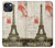 S2108 エッフェル塔パリポストカード Eiffel Tower Paris Postcard iPhone 14 バックケース、フリップケース・カバー