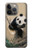S2210 パンダふわふわアートの絵画 Panda Fluffy Art Painting iPhone 14 Pro バックケース、フリップケース・カバー