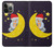 S2849 かわいいスリーピーフクロウ Cute Sleepy Owl Moon Night iPhone 14 Pro バックケース、フリップケース・カバー