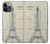 S3474 エッフェル建築図面 Eiffel Architectural Drawing iPhone 14 Pro バックケース、フリップケース・カバー