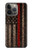 S3804 消防士メタルレッドラインフラググラフィック Fire Fighter Metal Red Line Flag Graphic iPhone 14 Pro バックケース、フリップケース・カバー